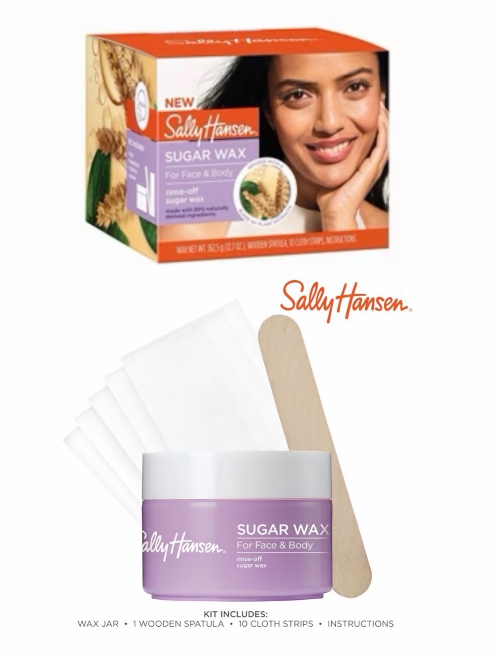NIB Sally Hansen Sugar Wax for Face and Body Kit